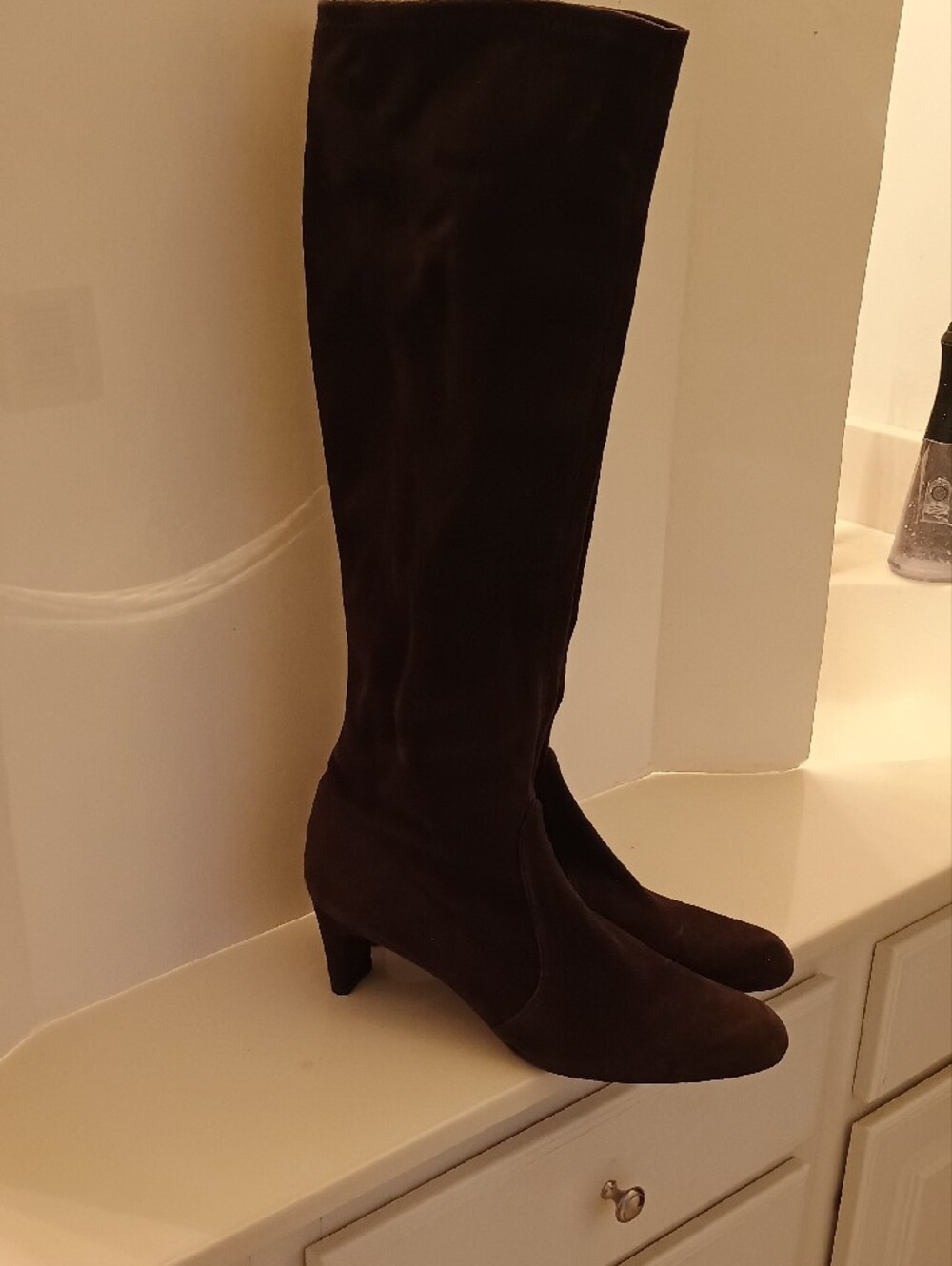 Stuart Weitzman Rich Chocolate Brown Suede Tall Boots GORGEOUS - Picture 4 of 16